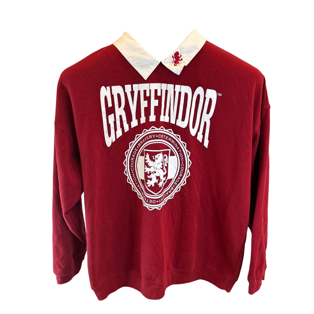 Harry Potter Gryffindor Rugby‎ Shirt Top Long Sleeve Collared Sweatshirt XL